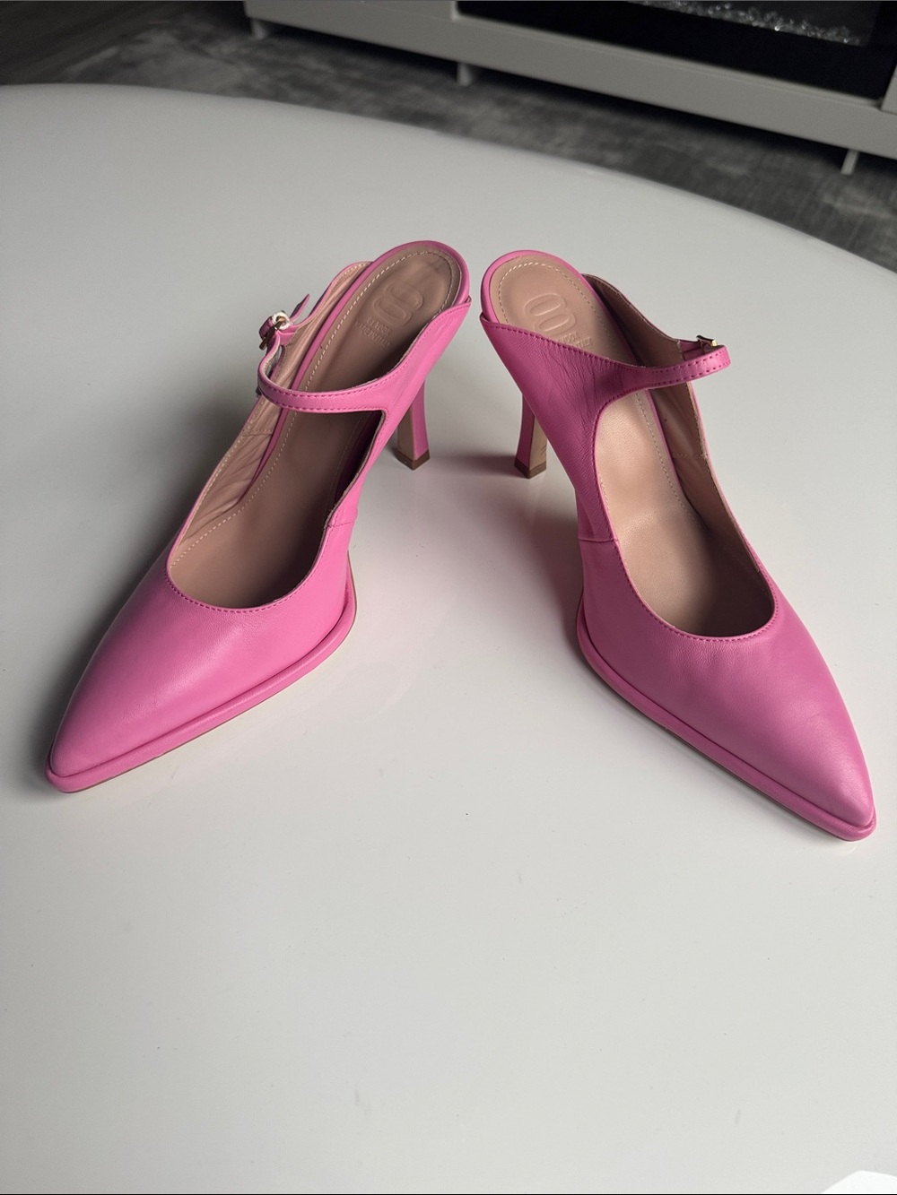 Women's Pink Pointed-Toe Mary Jane Heels